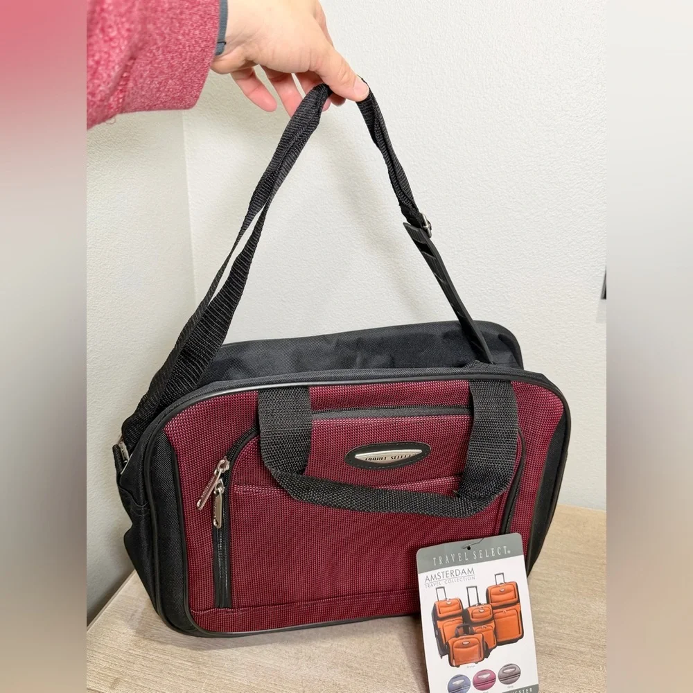 Travel Select Luggage Bag Travel Red Burgundy Men Carry On Tote Strap Toiletries